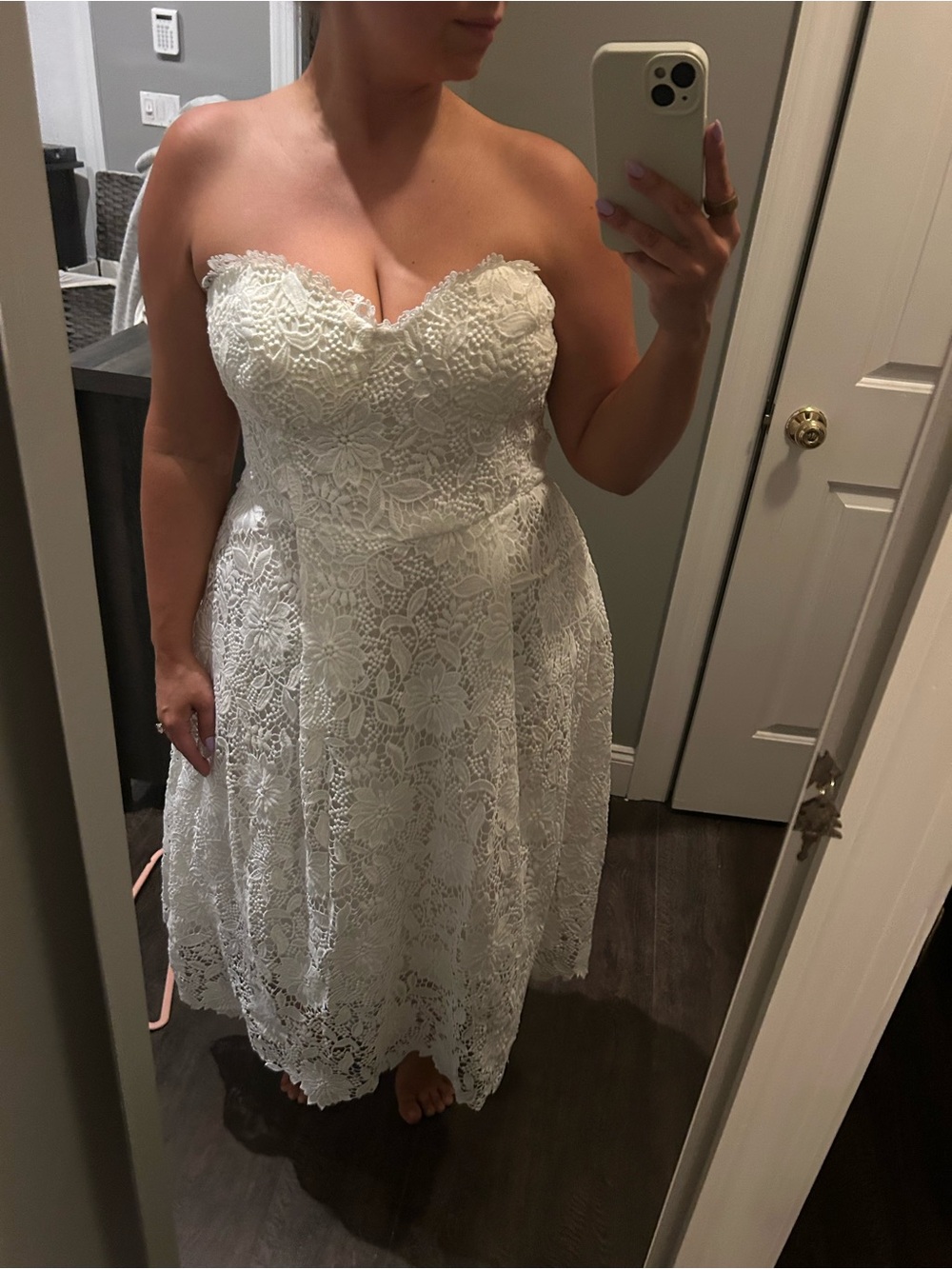 Fashion Nova Strapless White Lace Midi Dress isn’t she lovely lace midi dress